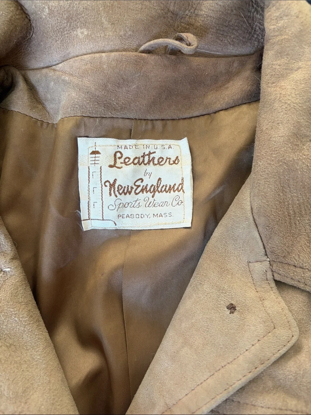 Vintage Suede Belted Coat Jacket in Brown